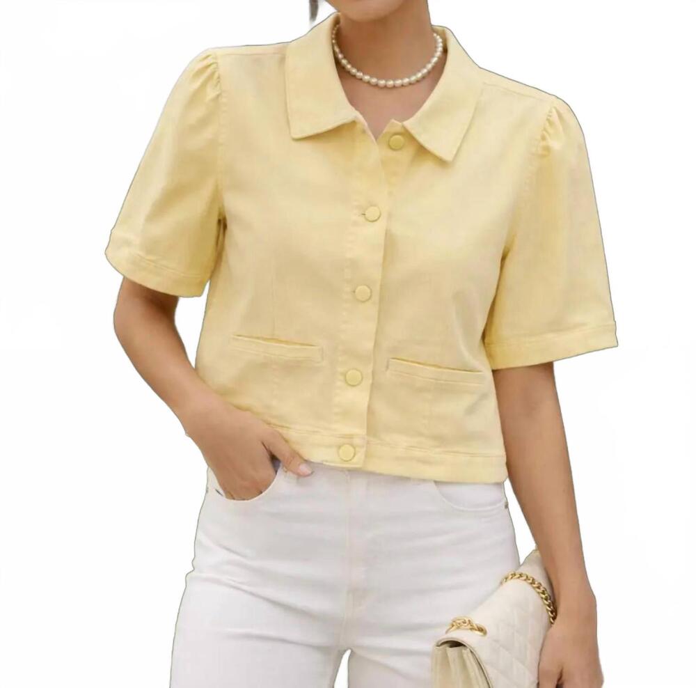NEW PINE APPAREL short sleeve denim jacket in yellow